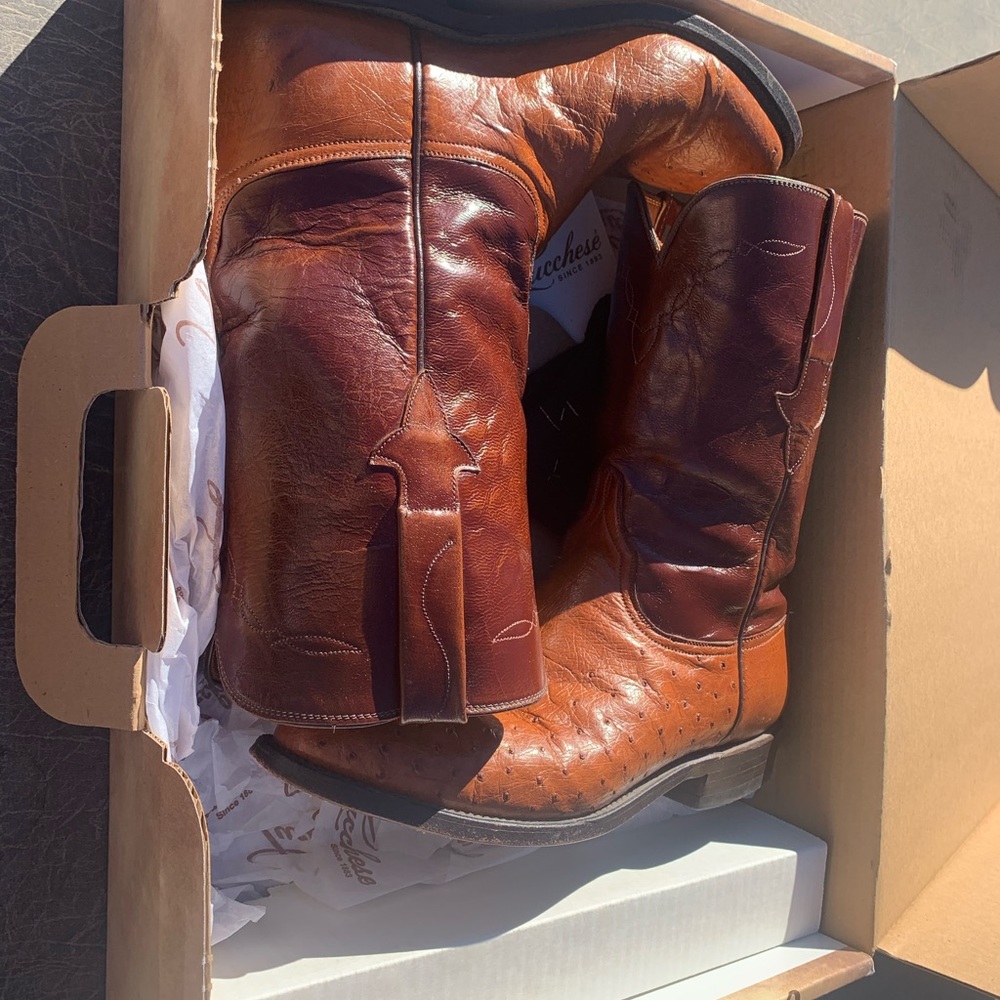 LUCCHESE Ostrich Cowboy Boots - Picture 5 of 5
